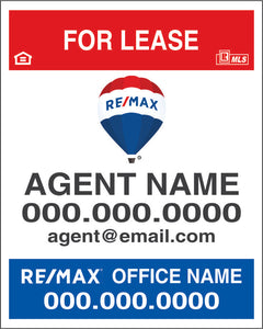 30" x 24" RE/MAX Custom For Lease Sign