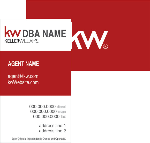 KW Vertical Front Business Cards
