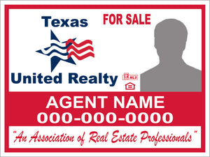 18" x 24" Texas United Realty Custom For Sale Sign