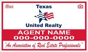 18" x 30" Texas United Realty Custom Yard Sign